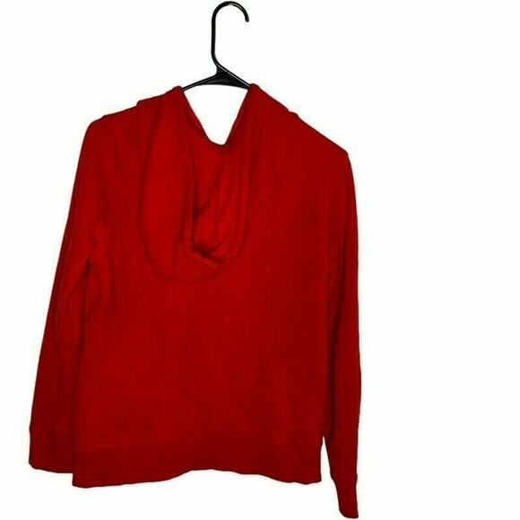 Adidas women’s Hoodie Red Pullover Long Sleeve Drawstring Spell Out Pockets XS - Picture 2 of 8